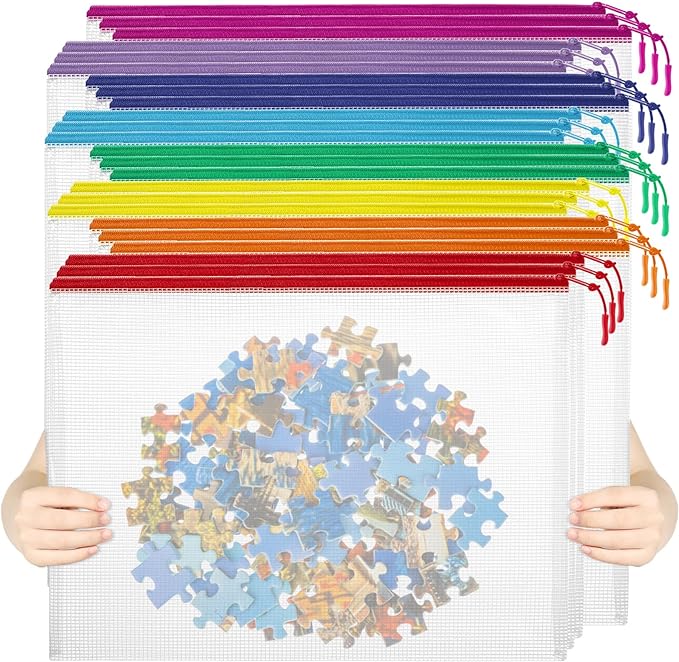 YOPCDJ 24pcs Mesh Zipper Pouch File Bags Puzzle Storage Bags, A3 17x12 Inches by YOPCDJ