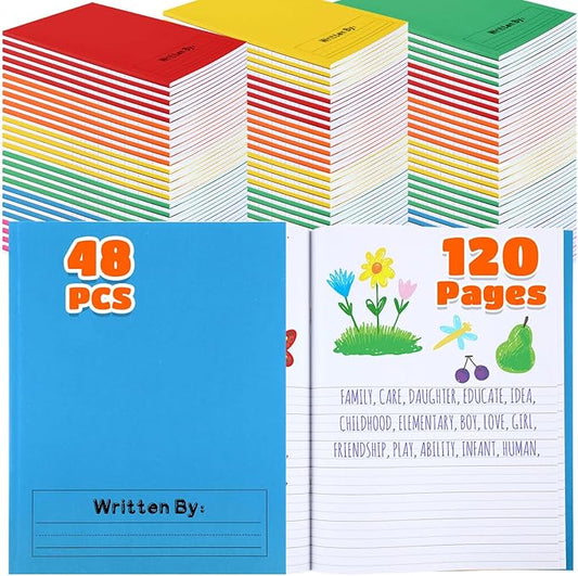 Henoyso 48 Pcs 120 Pages Primary Composition Notebooks K-2 9 3/4 x 7 1/2 Inch Journals Primary Journals Blank Books for Kids to Write Stories Kindergarten (Colorful)-DeskLoop Office