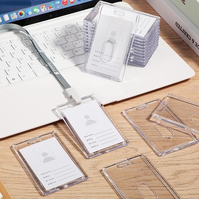 Chinco 120 Pcs Hard Plastic Badge Holder Vertical Clear ID Badge Holders - Image 5