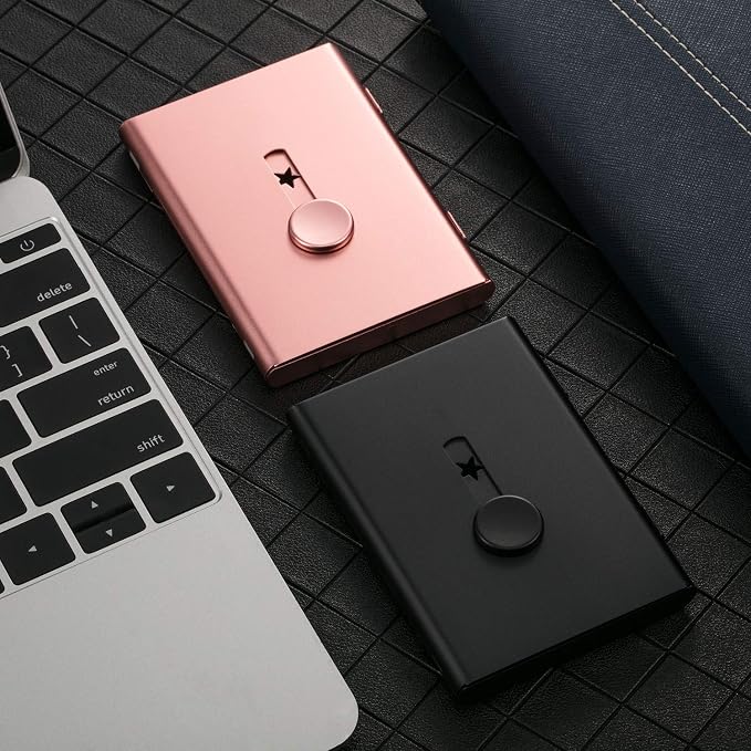 Tatuo 2 Pcs Black/rose Gold 2 Pack Thumb Drive Business Card Holder Stainless - Image 5
