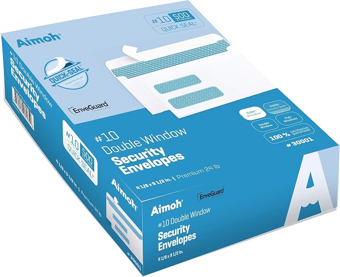 Aimoh 500 Count #10 Double Window Self Seal Security Envelopes - Image 6