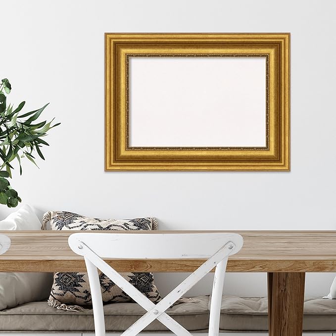 Amanti Art White Cork Board for Wall, 18x24 Vision Board with Gold Frame, Small Corkboard Office Decor for Home Organization, Traditional Corkboard Pinboard to Display Items for Home Organization in-DeskLoop Office