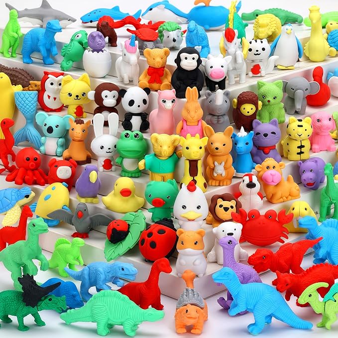 URSKYTOUS 90Pcs Animal Erasers Bulk Cute Desk Pets Kids Puzzle Erasers Take by URSKYTOUS
