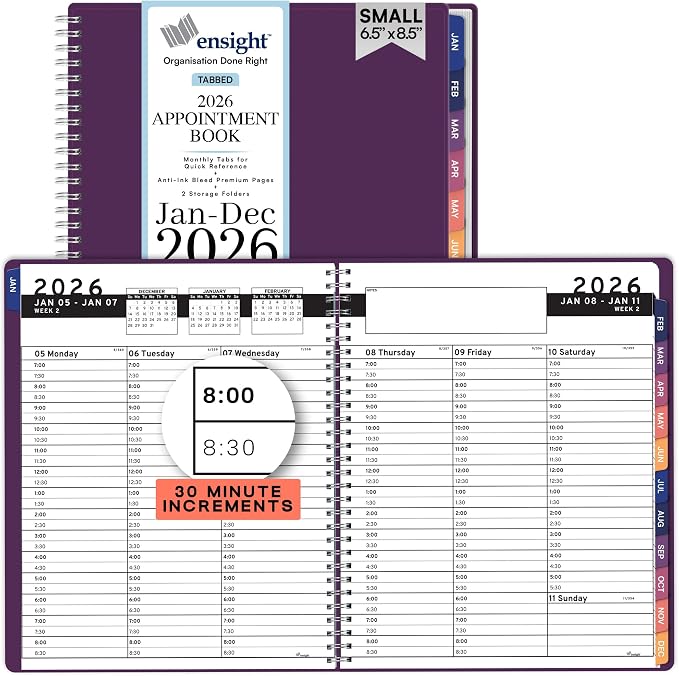 Ensight 2026 Appointment Book and Planner 6.5" x 8.5" Large Hourly Weekly Daily by ensight