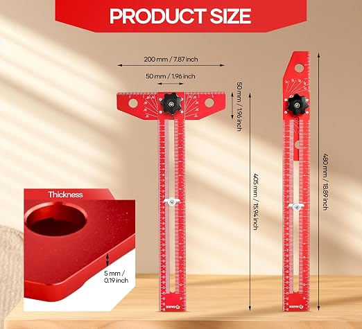 Saker Woodworking Scriber Marking Line Ruler, Adjustable Aluminum Alloy Sliding - Image 2