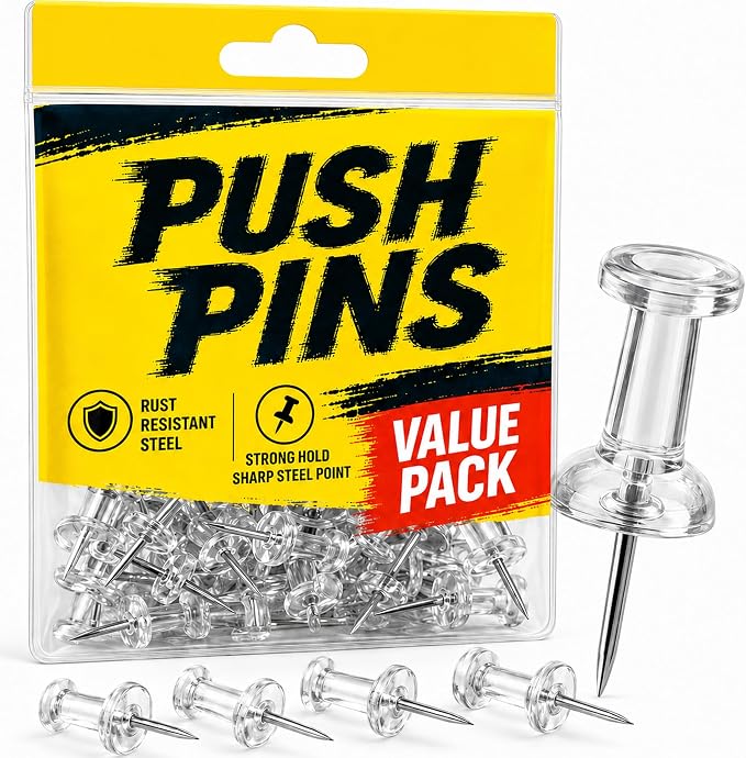 Push Pins for Bulletin Board Thumb Tacks for Wall by BigWormFishing