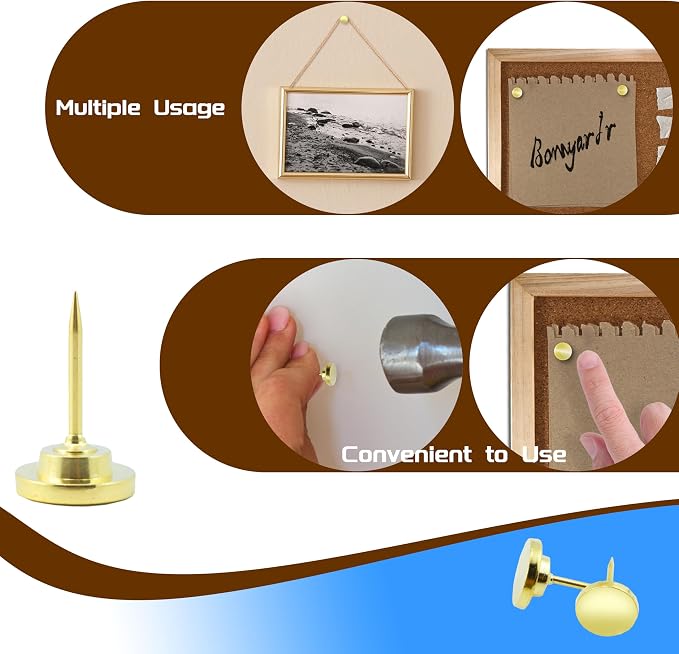 30 Pcs Metal Push Pins Gold Thumb Tacks or - Image 2