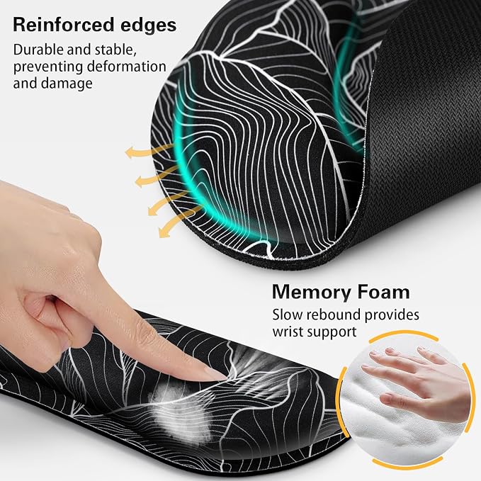 Mouse Pad Black, Ergonomic Keyboard Wrist Rest, Mouse Pad - Image 3