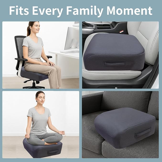 6" Extra Thick Memory Foam Office Chair Cushion – 2-Layer Booster Seat - Image 8
