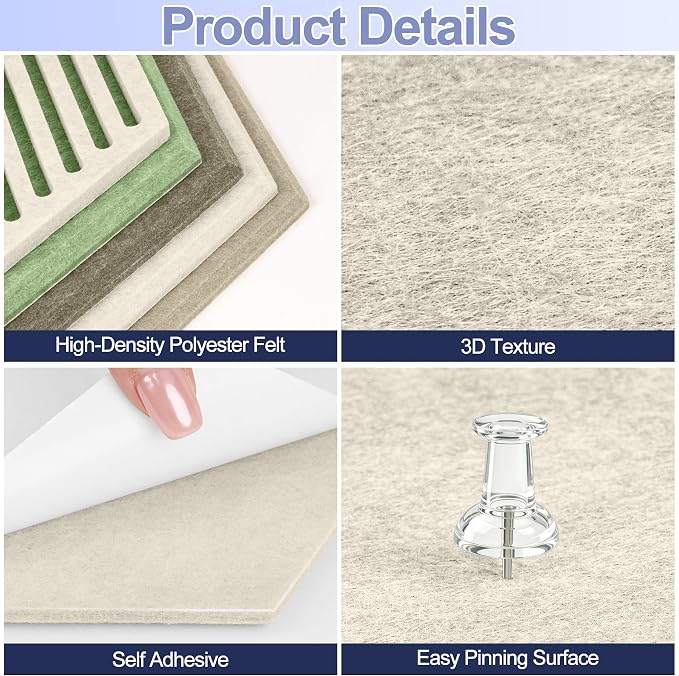 10PCS Hexagon Cork Board Tiles, Self-Adhesive Felt Bulletin - Image 3