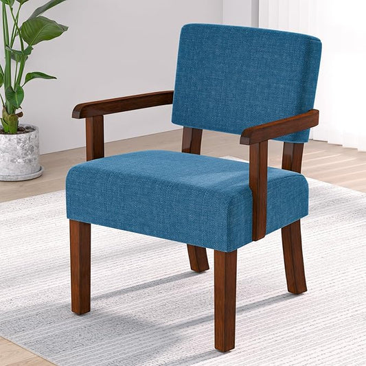 Accent Chair with Wood Frame, Arm Chairs Oversize with Soft Seat and Armrests for Living, Dining, Bed, Reading, and Waiting Rooms-DeskLoop Office