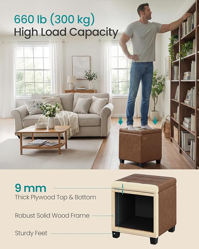 SONGMICS Square Storage Ottoman, Foot Stool Footrest - Image 6