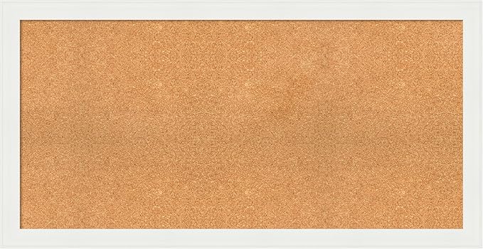 Amanti Art Natural Cork Board for Wall, 25x49 Vision Board with White Frame, Oversize Corkboard Office Decor for Home Organization, Casual Corkboard Pinboard to Display Items for Home Organization in-DeskLoop Office