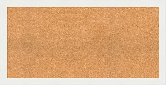 Amanti Art Natural Cork Board for Wall, 25x49 Vision Board with White Frame, Oversize Corkboard Office Decor for Home Organization, Casual Corkboard Pinboard to Display Items for Home Organization in-DeskLoop Office