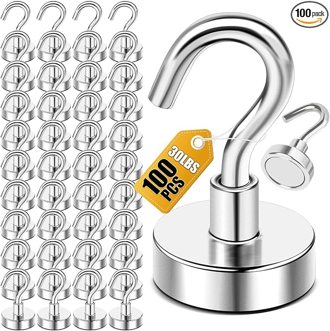 DIYMAG Neodymium 100 Pack Magnetic Hooks, Facilitate Hook by DIYMAG