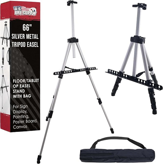 U.S. Art Supply 66" Silver Metal Tripod Easel Display by USArtSupply
