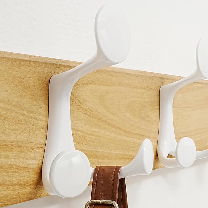 SKOLOO 43-Inch Natural Wood Coat Rack Wall Mount with 8 Triple Hooks - Ideal for Family Entrances, Classrooms, and Pet Supplies Storage - Perfect Coat Hooks for Wall-DeskLoop Office