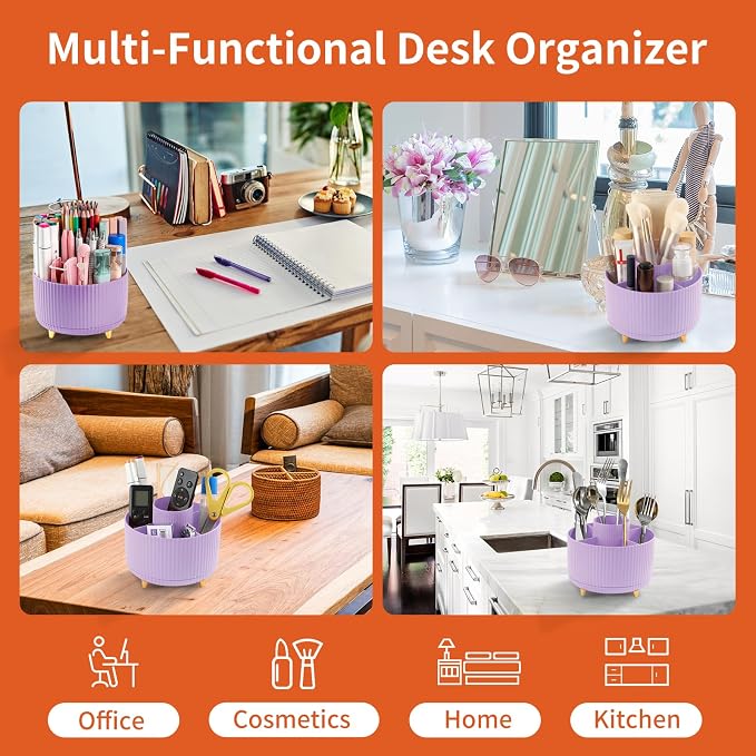 Desk Pencil Pen Holder, 5 Slots 360°Degree Rotating Pen Organizers - Image 5