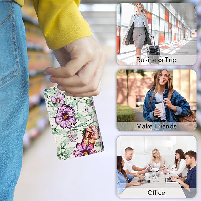 Business Card Holder，PU Leather Business Card Case Color Printing Pattern Card - Image 7