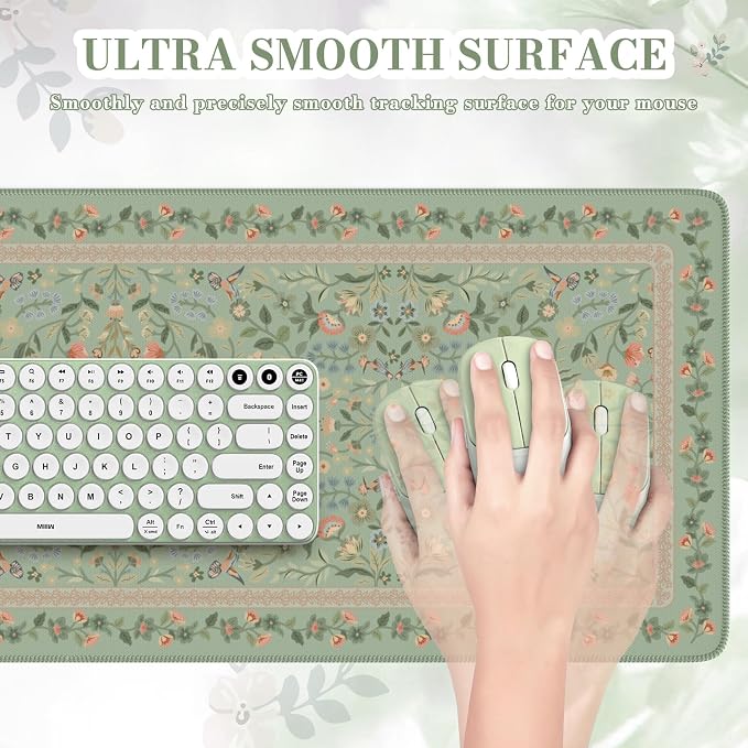 iCasso Aesthetic Floral Desk Mat, L Mouse Pads, Anti-Slip Mousepad - Image 3