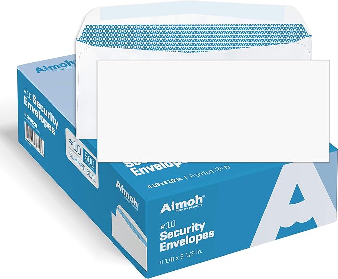 500#10 Security White Envelopes by Aimoh