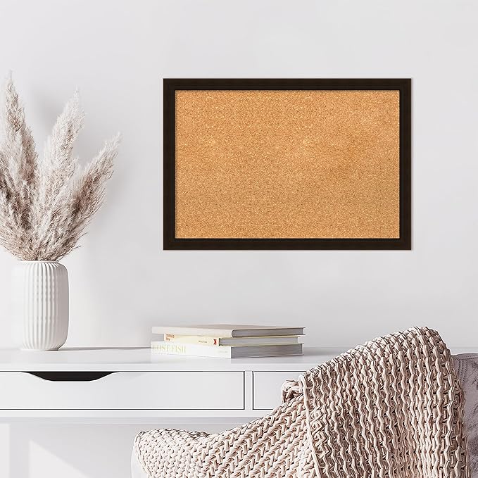 Amanti Art Natural Cork Board for Wall, 18x26 Vision Board with Brown Wood Frame, Medium Corkboard Office Decor for Home Organization, Rustic Farmhouse Corkboard Pinboard to display items for home-DeskLoop Office