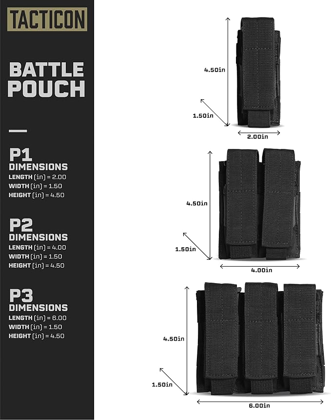 Tacticon P1 P2 P3 BattlePouch | Universal Pistol Mag Pouch | Combat Veteran - Image 4