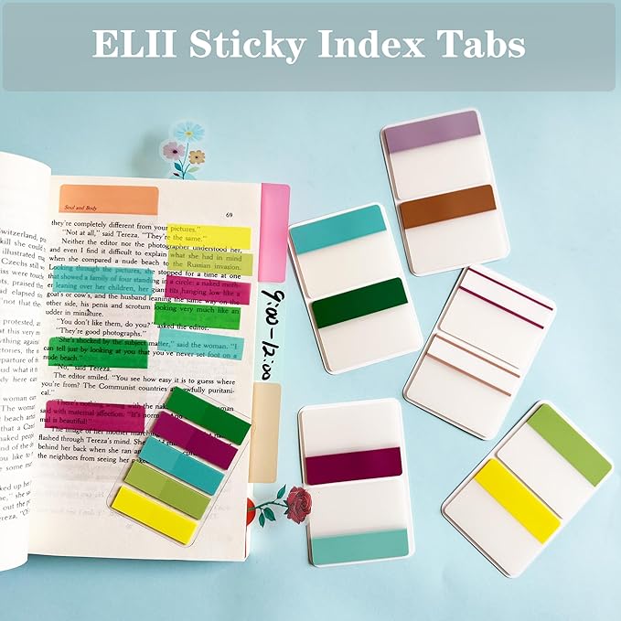 ELII 500 PCS Sticky Index Tabs 21 Sets, Colorful Book Tabs Sticky Tabs for Notebooks, Page Tabs for Binders, Page Markers Notebook Tabs-DeskLoop Office