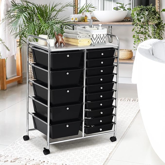 GOFLAME 15-Drawer Rolling Storage Cart, Craft Storage Cart - Image 9