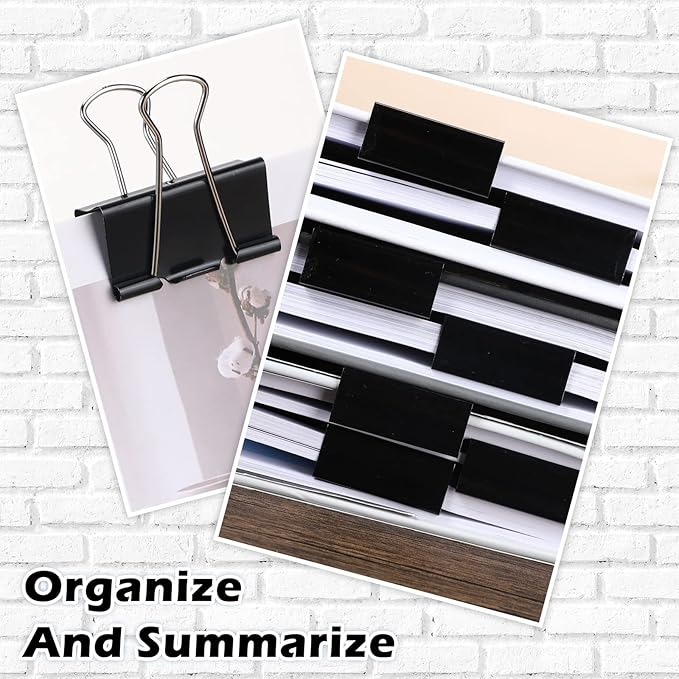 Yexiya 300 Pcs Large Binder Clips Bulk Big Paper Clamps Office Supplies Paper Clamps for Teachers Students School Office Business Paperwork Supplies (Black, 1.61 Inch)-DeskLoop Office