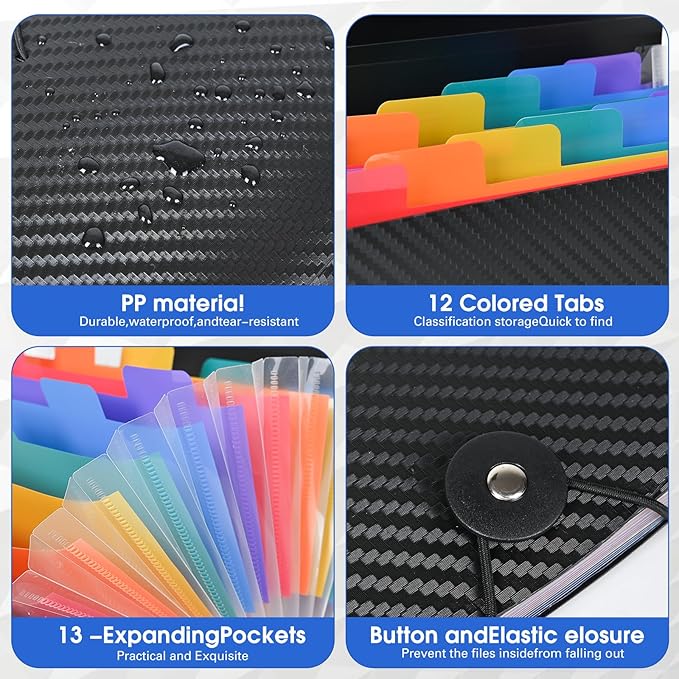 Cesil 2PCS Accordion File Organizer, 13 Pocket Expanding File Folder, - Image 4