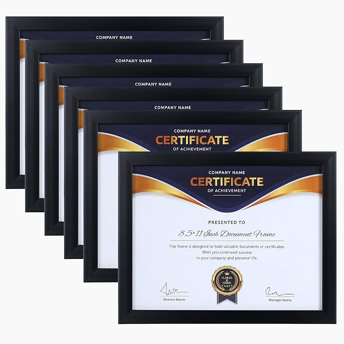 ELSKER&HOME 8.5x11 Picture Frame Certificate Document Frame 6 Pack Glass | by ELSKERHOME