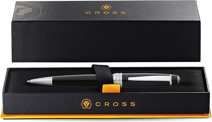 Cross Bailey Refillable Rollerball Pen Presented in a Premium Gift Box - Medium Point, Black Ink, Black-DeskLoop Office