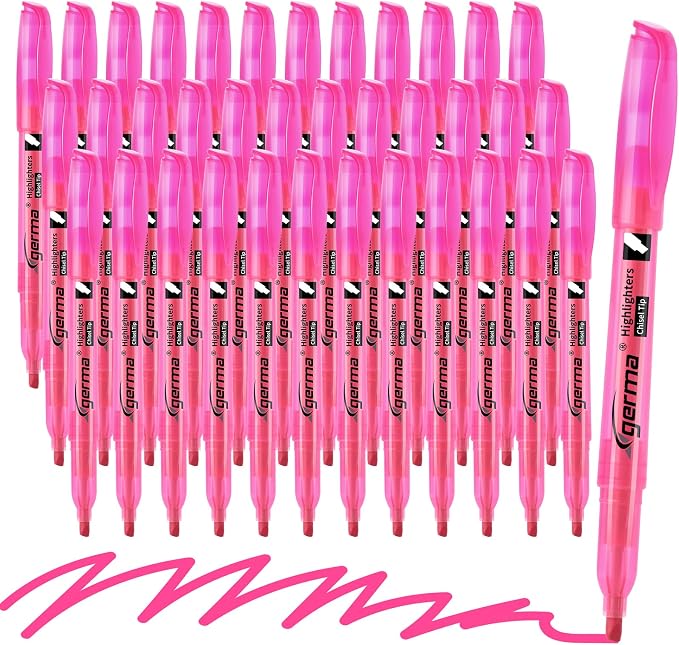 Cgerma Highlighters 36 Pack, Chisel Tip Pink Highlighter Bright Colors by Cgerma