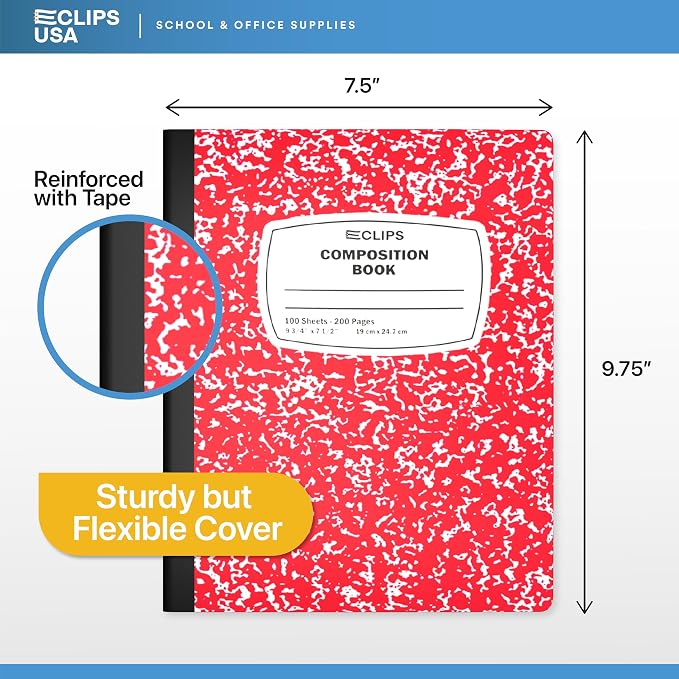 E-CLIPS USA Composition Notebook College Ruled Marble Composition Notebooks - Image 2