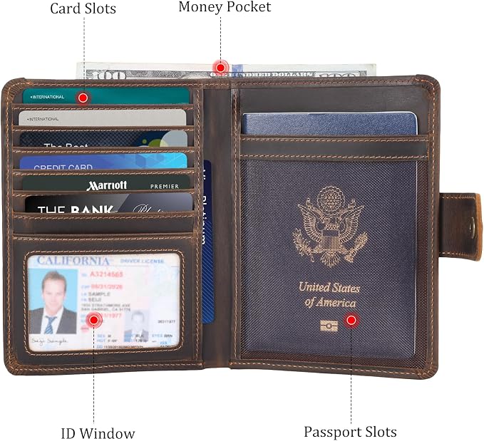 Polare Luxury RFID Blocking Leather Passport Holder Travel Wallet - Image 7