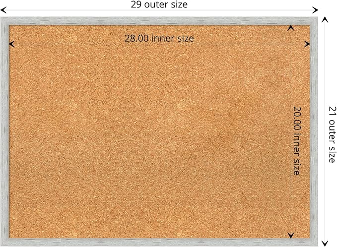 Amanti Art Natural Cork Board for Wall, 21x29 Vision Board with Silver Wood Frame, Medium Corkboard Office Decor for Home Organization, Modern Contemporary Corkboard Pinboard to display items for home-DeskLoop Office