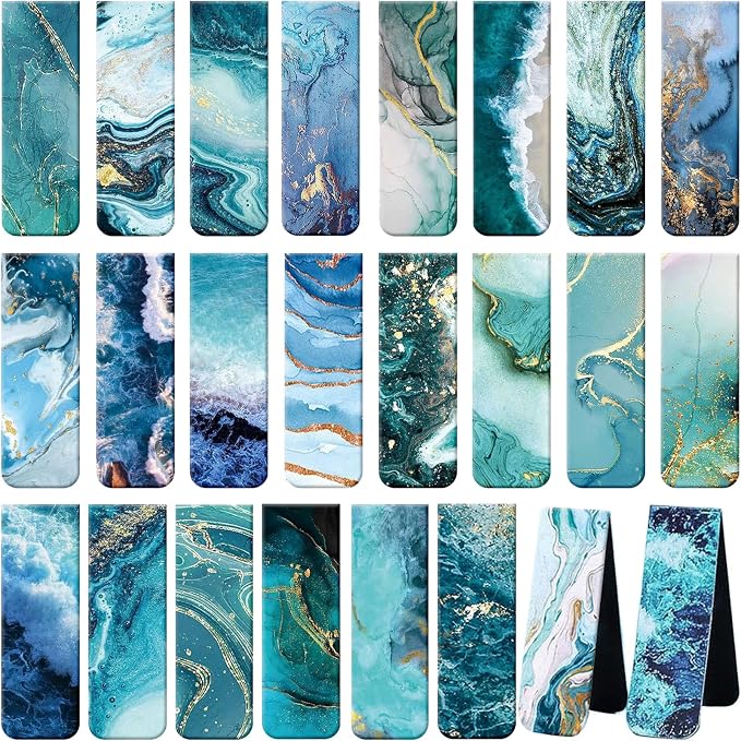 Zonon 24 Pcs Ocean Magnetic Bookmarks Summer Blue Magnet Page Markers Page Clip by Zonon