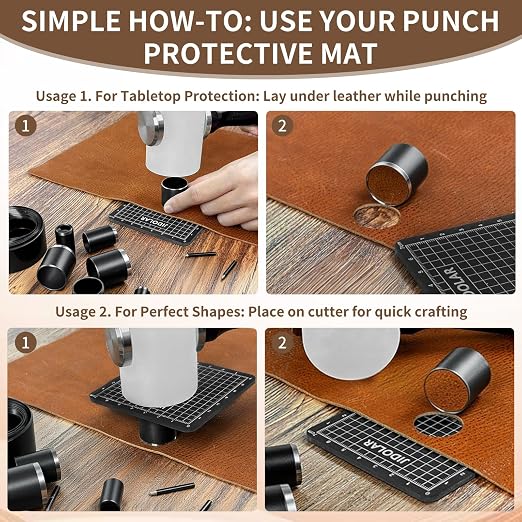 Leather Circle Cutter Tool Set, 34 Pieces Circle Punch Tools 1-25mm 30 35 40 45 - Image 6