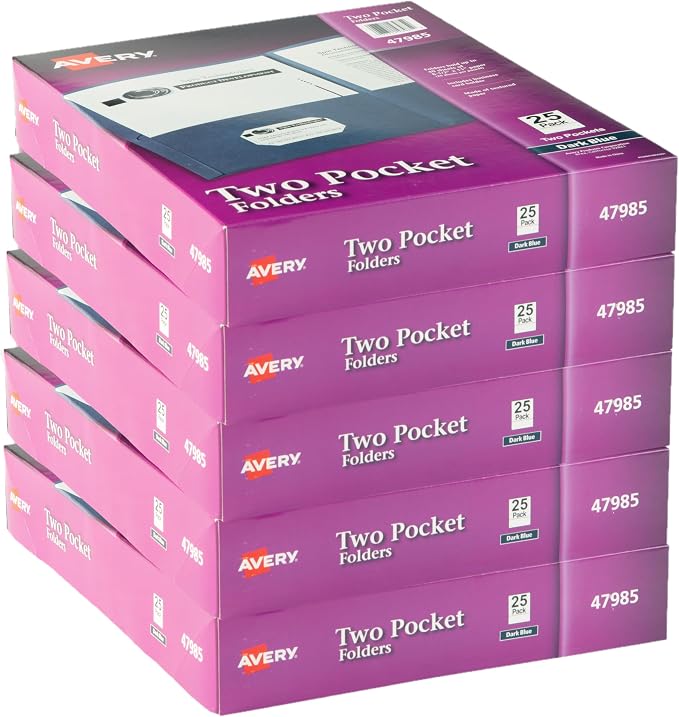 Avery Two Pocket Folders, Holds up to 40 Sheets, Business Card Slot, by Avery