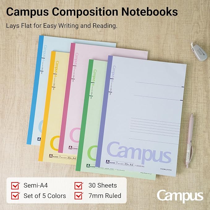 KOKUYO Composition Notebooks, 5 Pack Campus A4 Comp Book - Image 2