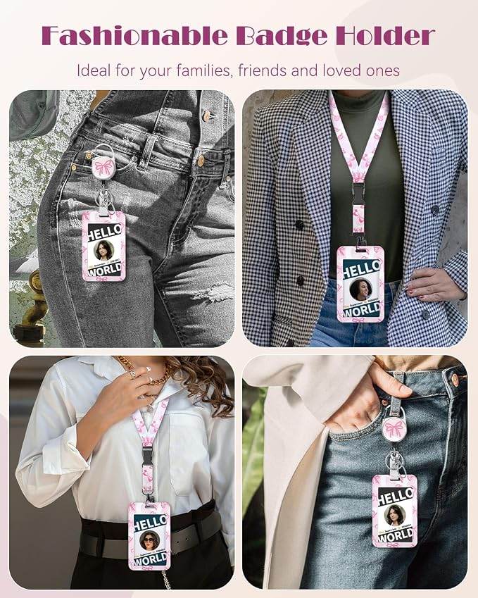 Uniclife Fashionable Sliding Badge Holder Bowknot Pattern - Image 7