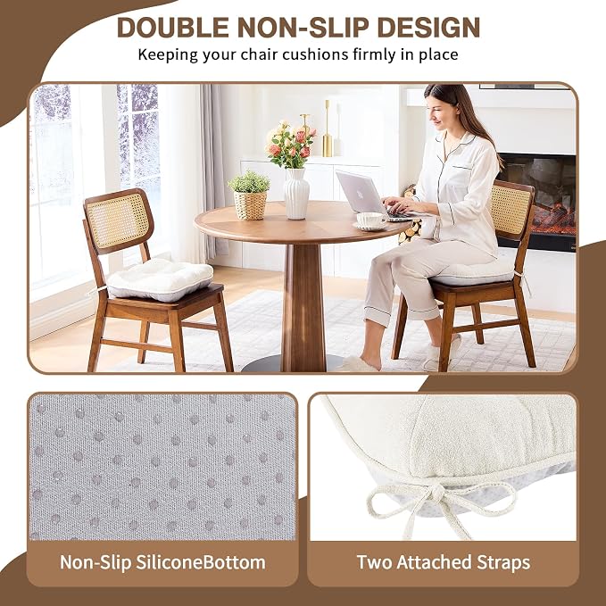 BETU White Chair Cushions for Dining Chairs Set of 2, 3.5" Thick Kitchen Table - Image 2