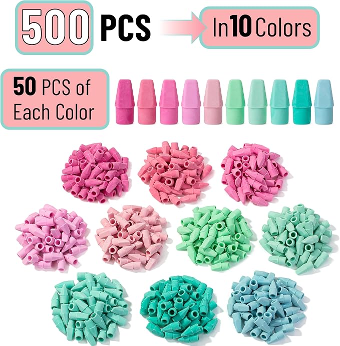 Mr. Pen- Pencil Erasers Toppers, 500 Pack, Latex Free, No Smudge | Mr Pen - Image 2