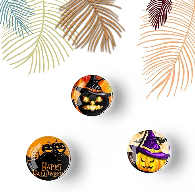 12Pcs Glass Strong Magnetic Refrigerator Magnet Fridge Sticker,Halloween Crystal Fridge Magnets Decoration for Crafts,Strong Fridge Magnets for Kitchen,School,Office Whiteboard,Cabinet and Dishwasher-DeskLoop Office