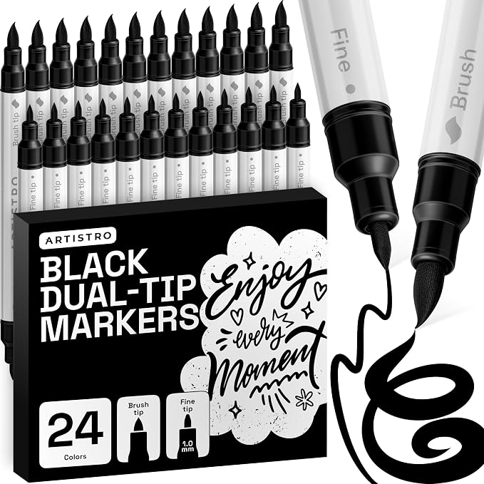 ARTISTRO 24 Black Acrylic Paint Markers by ARTISTRO
