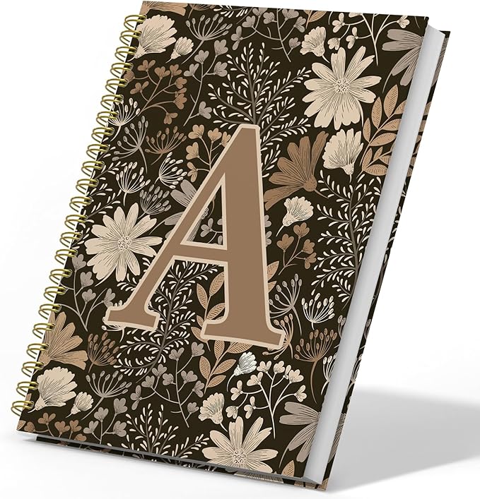 Initial A Personalized Journaling Notebooks, Boho Floral Journal Notebook for Women Girls, Costom Monogrammed Gifts for Women Mom Girls Friends, Letter Spiral Notebook, 5.5x8.3-DeskLoop Office