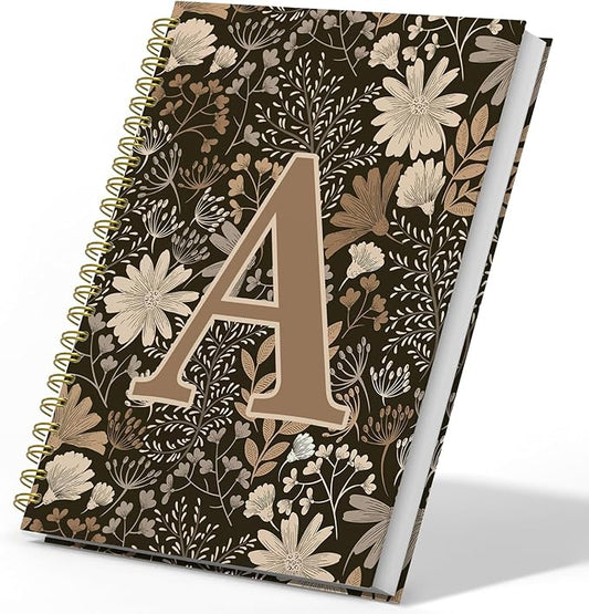 Initial A Personalized Journaling Notebooks, Boho Floral Journal Notebook for Women Girls, Costom Monogrammed Gifts for Women Mom Girls Friends, Letter Spiral Notebook, 5.5x8.3-DeskLoop Office