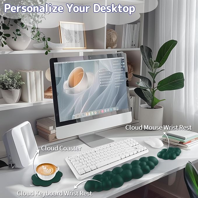 Sushret Cloud Wrist Rest Keyboard, Cloud Keyboard Wrist Pad Set - Image 2
