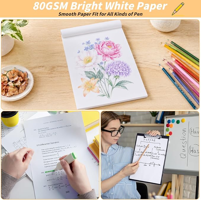 Oleitodh Blank 20 Pack Note Pads 8.5 x 11 Inch Memo Pads, 50 Sheets Per Scratch - Image 4